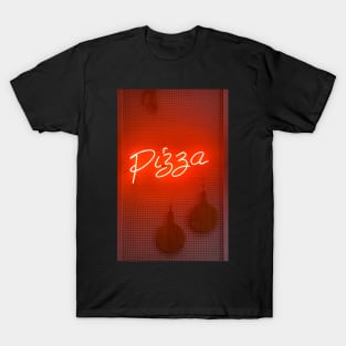 Pizza neon light signage beside wall T-Shirt